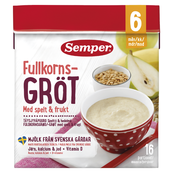Semper Fuldkornsgrød med spelt & frugt - 6 mdr. - Ammenam.dk