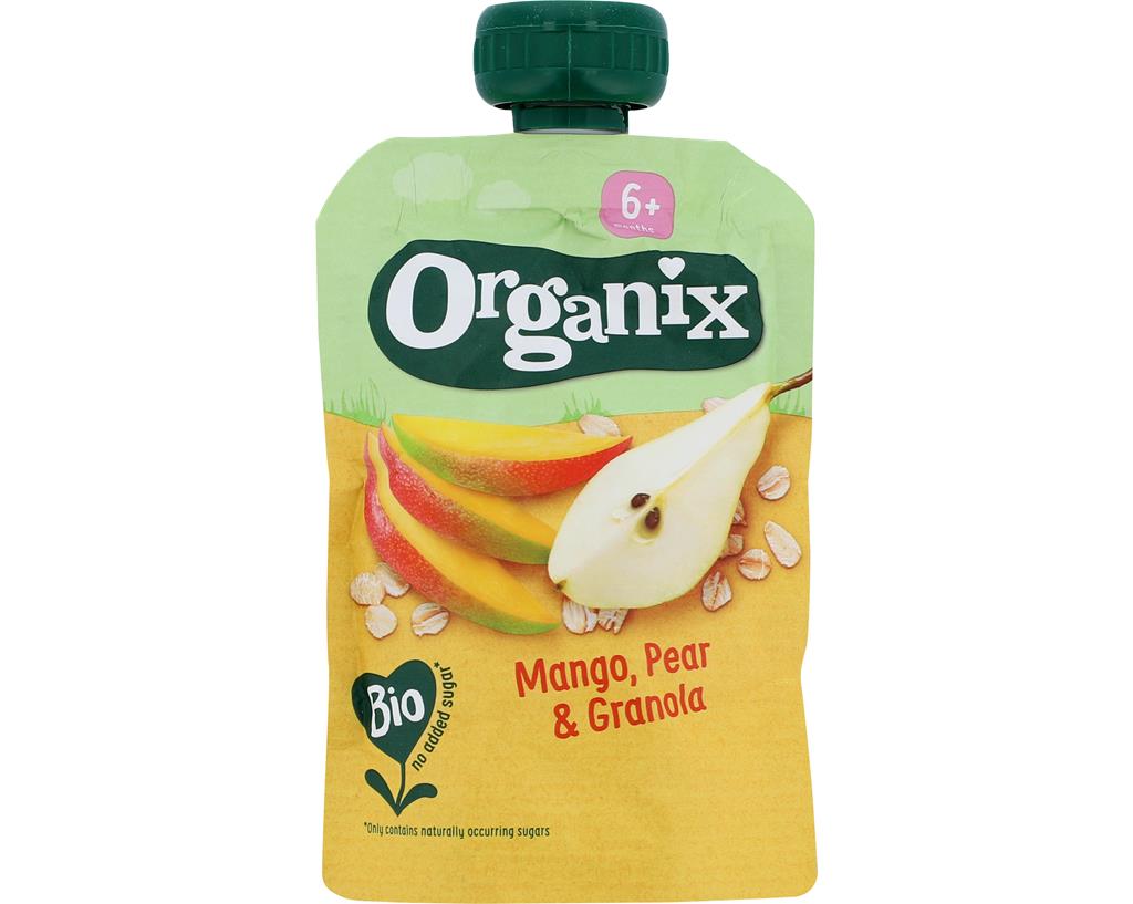 Organix babygrød m. mango, pære og granola - ammenam.dk