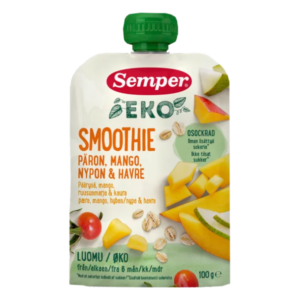 Semper Eko smoothie med pære, mango, hyben og havre - ammenam.dk