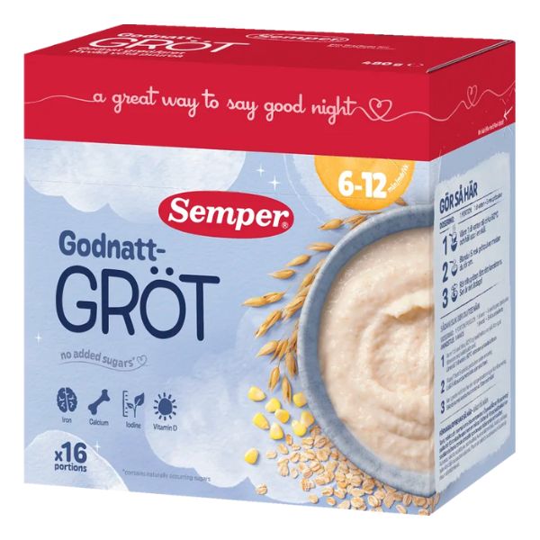 Godnatgrød, 6-12 mdr.