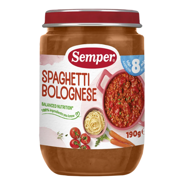 Semper Spaghetti Bolognese på glas - 8 mdr.