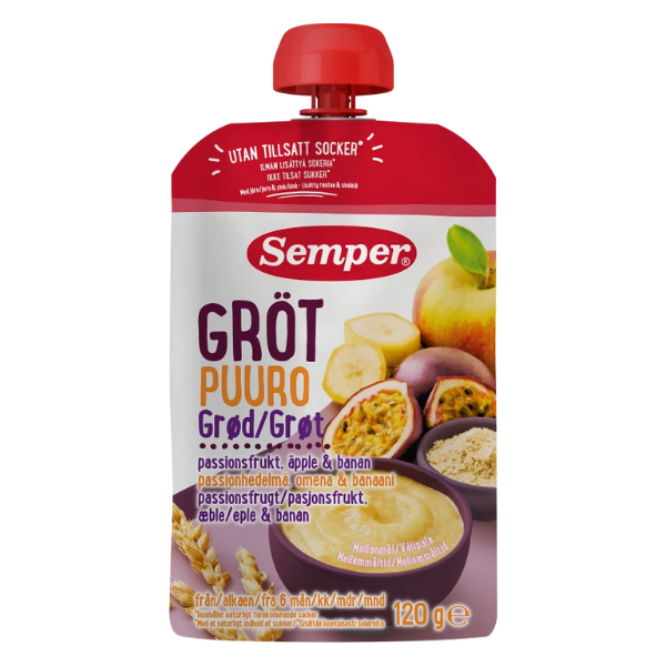 Semper Spiseklar passionsfrugt, æble og banan - Ammenam.dk