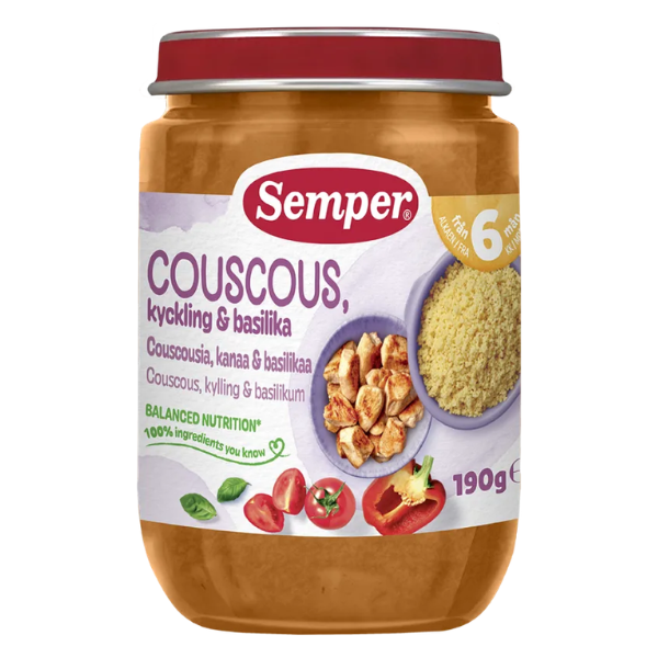 Semper Couscous med kylling og basilikum på glas - ammenam.dk