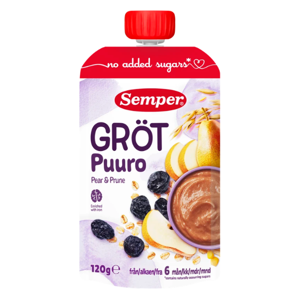 Semper spiseklar grød med pære og sveske - Amemnam.dk